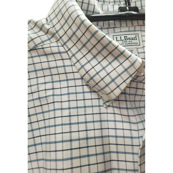 L.L. Bean Plaid Wrinkle-Resistant Button-Down Shirt 100% Cotton Size 17.5-36 - Picture 7 of 8